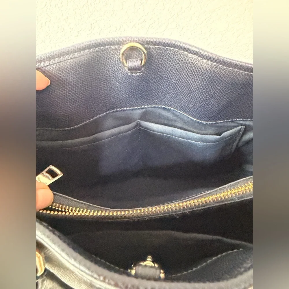 Coach Margot Carryall Satchel Purse | Navy Blue with Gold Hardware